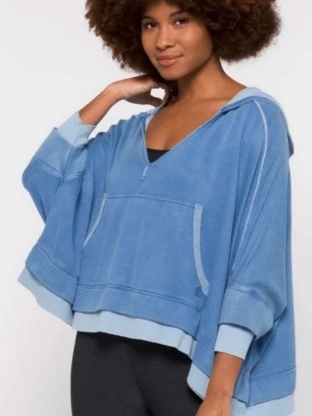 Free people movement oversize small sweatshirt hoodie blue euc